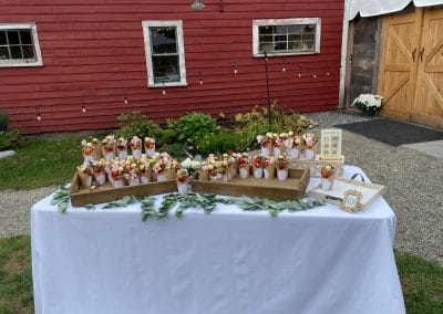 Wedding candle favors display at Lupines & Lace.