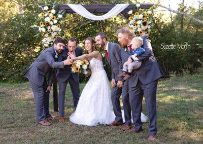 Wedding celebration at Lupines & Lace outdoor venue with friends and family.